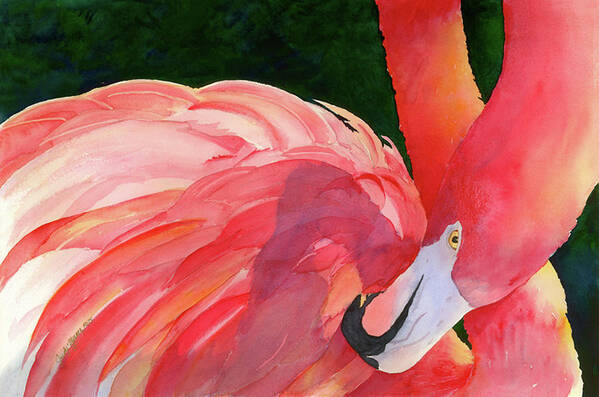 Flamingo Poster featuring the painting Rosy Outlook by Judy Mercer