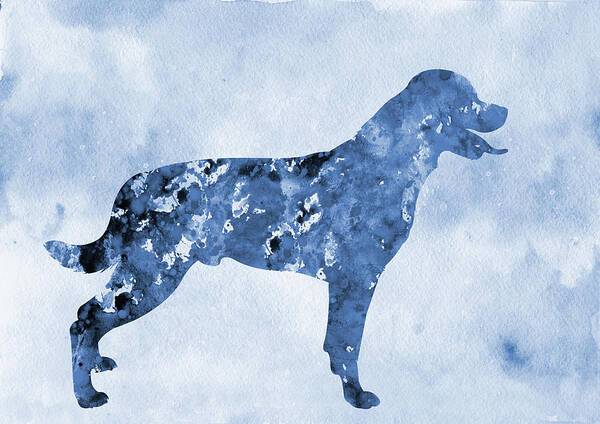 Rottweiler Poster featuring the digital art Rottweiler-blue by Erzebet S
