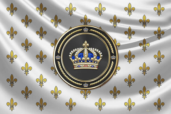 'royal Collection' By Serge Averbukh Poster featuring the digital art Royal Crown of France over Royal Standard by Serge Averbukh