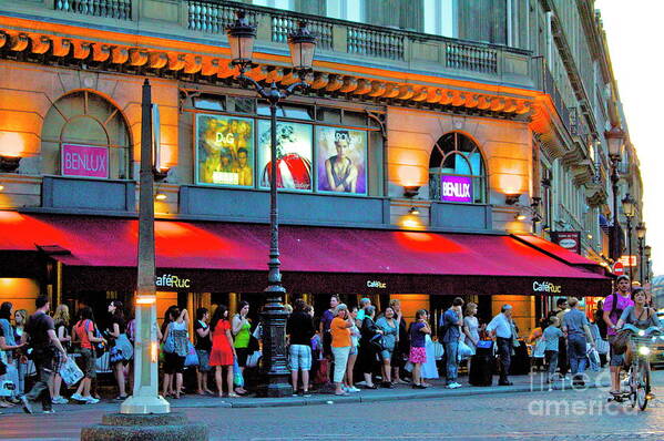 Paris Cafe Poster featuring the digital art Rue Nocturne by Lauren Serene