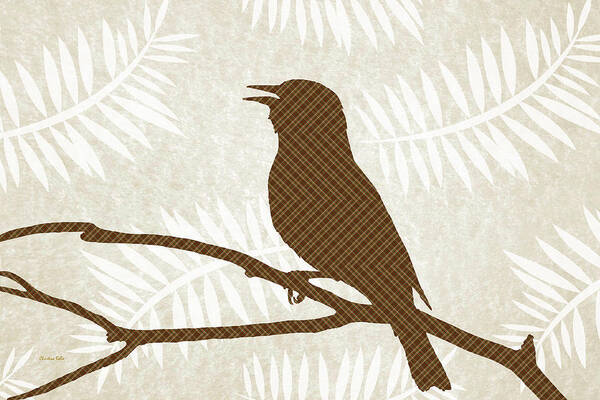 Bird Poster featuring the mixed media Brown Bird Silhouette by Christina Rollo