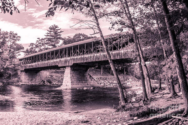 Monochrome Poster featuring the photograph Saco River covered bridge by Claudia M Photography