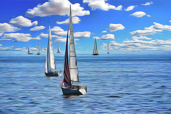 Sail Day Poster featuring the painting Sail Day by Harry Warrick