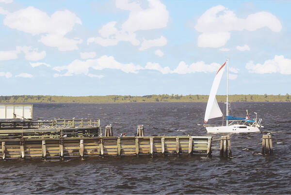 Sailboat Poster featuring the painting Sailboat on approach by Darrell Foster