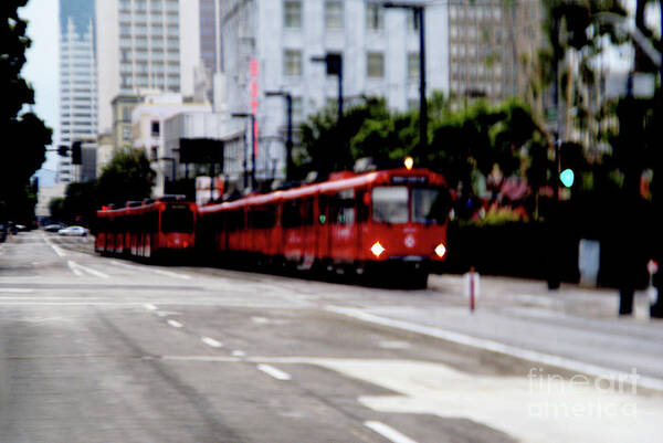 Red Trolley Poster featuring the photograph San Diego Red Trolley by Linda Shafer