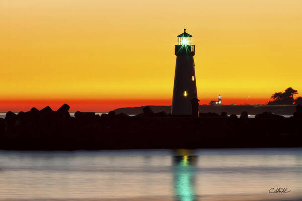 California Poster featuring the photograph Santa Cruz Lighthouses by Cheryl Strahl