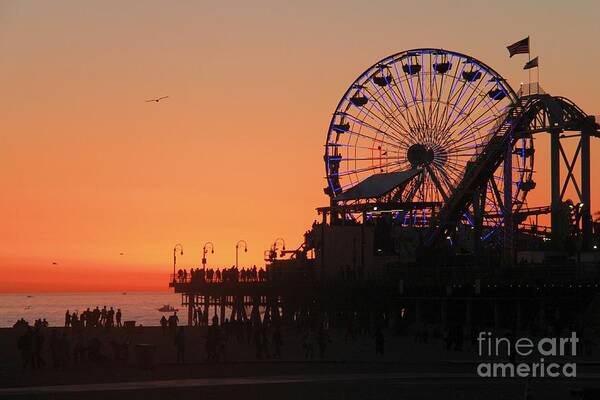 California Poster featuring the photograph Santa Monica Sunset by Suzanne Oesterling