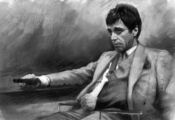 Al Pacino Poster featuring the pastel Scarface 2 by Ylli Haruni