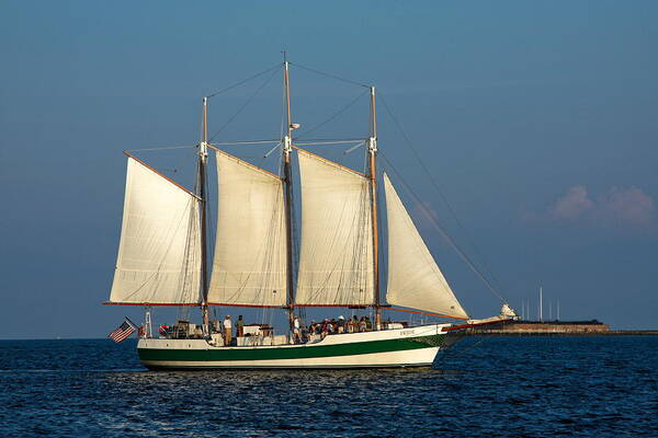 84 Foot Schooner Sailboat Poster featuring the photograph Schooner by Fort Sumter by Sally Weigand