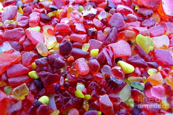 Sea Glass Poster featuring the photograph Sea Glass - Rare Red - Mix by Mary Deal