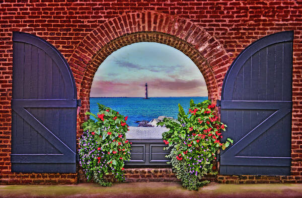 Light House Poster featuring the digital art Seascape by Lisa Lambert-Shank