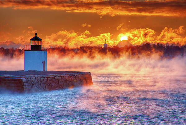 Derby Wharf Salem Poster featuring the photograph Seasmoke at Salem Lighthouse by Jeff Folger