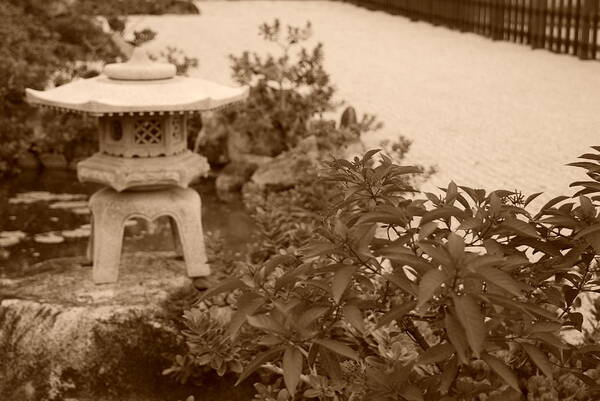 Sepia Poster featuring the photograph Sepia Japanese Garden by Rob Hans