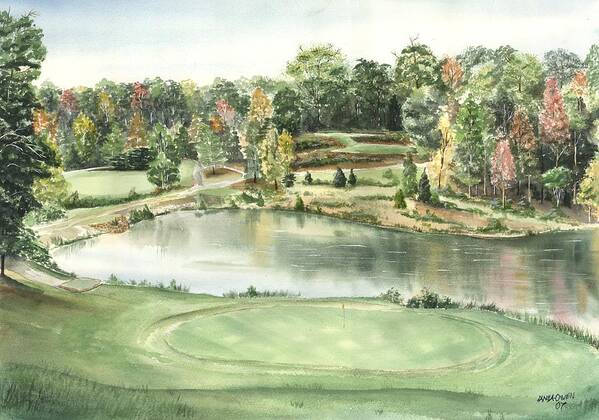 The Trails Poster featuring the painting Seventeen Green The Trails Golf course by Lane Owen
