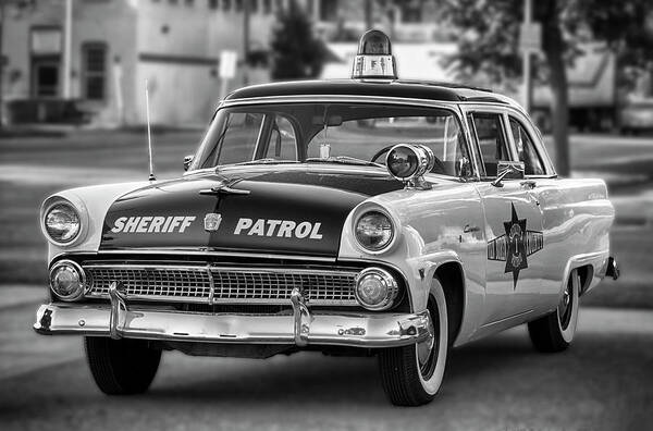 B+w Poster featuring the photograph Sheriff Patrol Car by Tammy Chesney