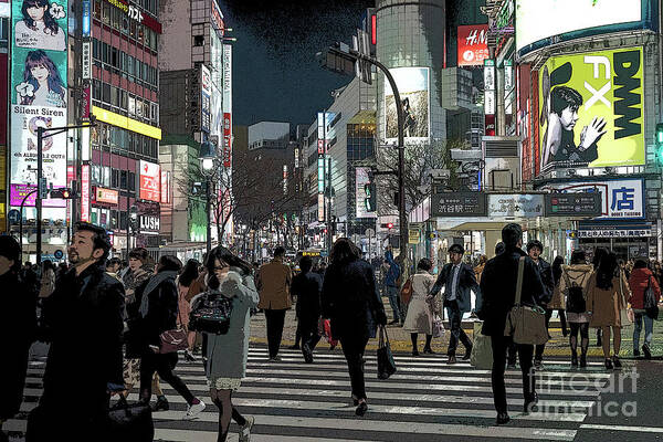 Shibuya Poster featuring the photograph Shibuya Crossing, Tokyo Japan Poster by Perry Rodriguez