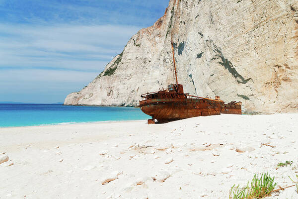 Navagio Poster featuring the photograph Shipwreak Beach II by Anastasy Yarmolovich