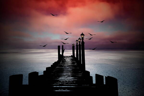 Sunset Poster featuring the photograph Sitting On the Dock of the Bay by Andrea Kollo