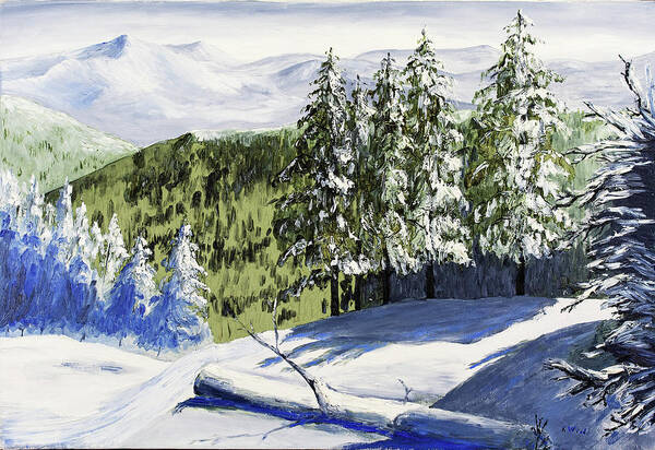 Ski Poster featuring the painting Skier's view by Ken Wood