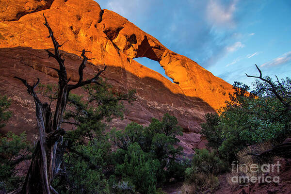 Utah Poster featuring the photograph Skyline Arch At Sunset - Arches National Park - Utah by Gary Whitton