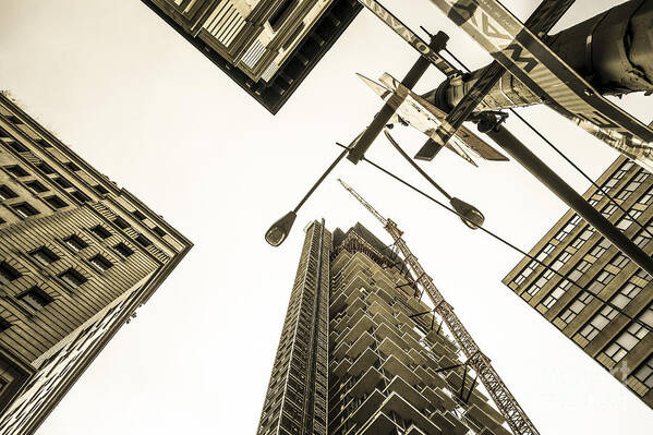 Skyscrapers Poster featuring the digital art Skyscrapers in New york seen from by Perry Van Munster