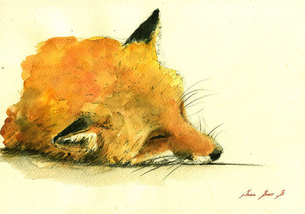 Fox Art Wall Poster featuring the painting Sleeping fox by Juan Bosco