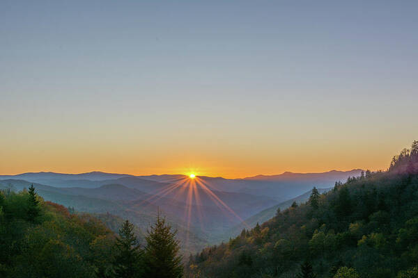 Newfound Gap Poster featuring the photograph Smoky Mountain Winter Sunrise by Douglas Wielfaert