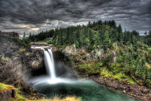 Snoqualmie Poster featuring the photograph Snoqualmie Falls Storm by Shawn Everhart