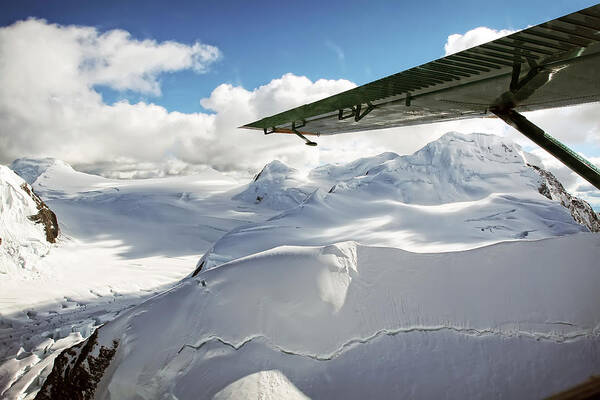 Alaska Poster featuring the photograph Snowfield off Airplane Wing - Alaska Range by Waterdancer 