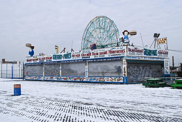 Coney Island Poster featuring the photograph Snowy Coney Island by Andrew Kazmierski