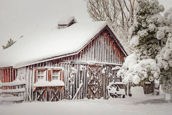 Antiques Poster featuring the photograph Snowy Country Barn by Dawn Key