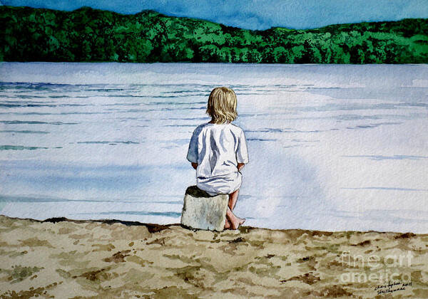 Child Poster featuring the painting Solitude upon the Lake by Christopher Shellhammer