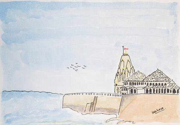 Somnath Poster featuring the painting Somnath Jyotirling by Keshava Shukla