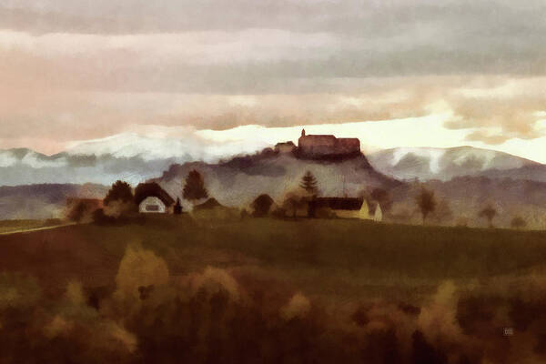 Styria Poster featuring the painting Southern Styria with Castle Riegersburg by Menega Sabidussi