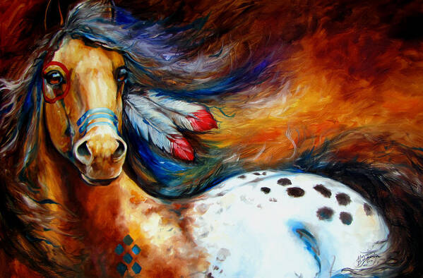 Horse Poster featuring the painting Spirit Indian Warrior Pony by Marcia Baldwin