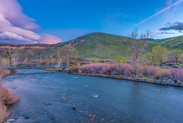 Landscape Photography Poster featuring the photograph Spring Twilight along the Truckee River Reno Nevada by Scott McGuire