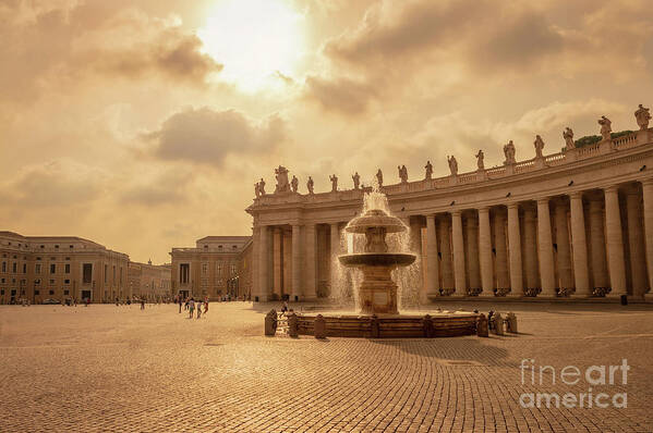 Vatican Poster featuring the photograph St Peter's square in Vatican City by Louise Poggianti