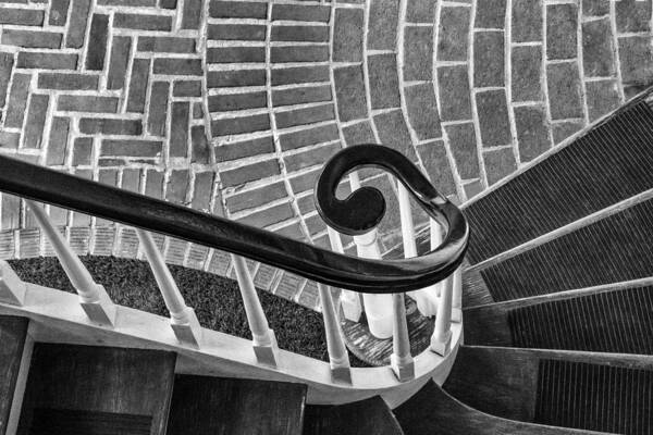 Staircase Poster featuring the photograph Staircase to the Plaza Black and White by Gary Slawsky