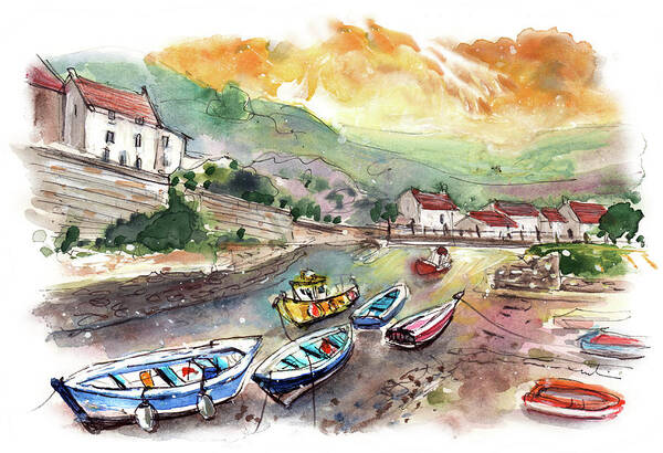 Travel Poster featuring the painting Staithes 04 by Miki De Goodaboom