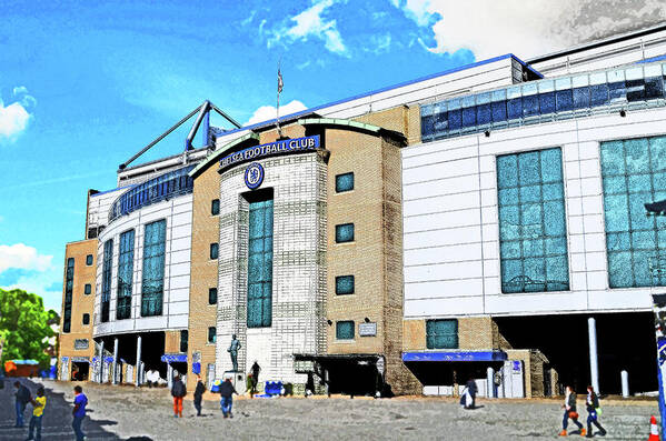Chelsea Fc Poster featuring the mixed media Stamford Bridge home of Chelsea FC by Peter Allen