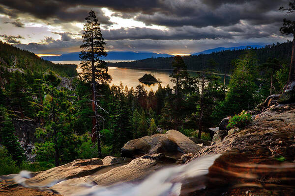 Sunrise Poster featuring the photograph Standing At Eagle Falls by Renee Sullivan