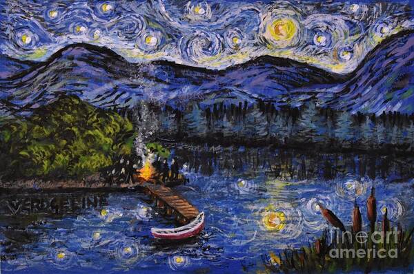 Nepa Poster featuring the painting Starry Lake by Christina Verdgeline