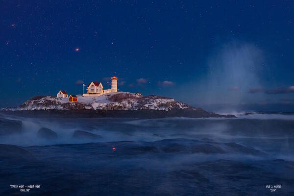 Nubble Poster featuring the photograph Starry Nubble Lighthouse by Dale J Martin