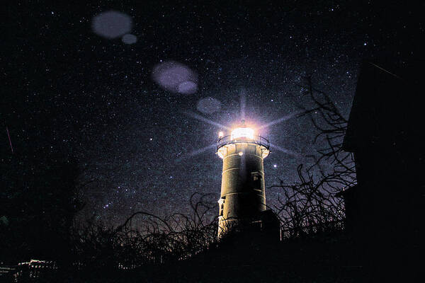 #jefffolger Poster featuring the photograph Stars over Nobska lighthouse by Jeff Folger