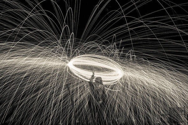 Wire Poster featuring the photograph Steel Wool Light Works by Georgia Clare