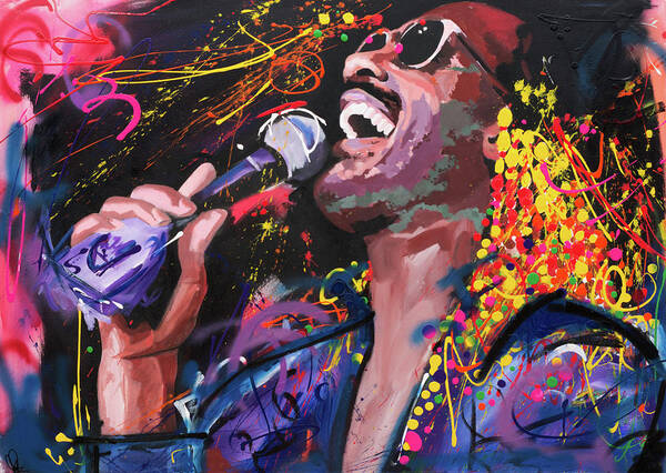 Stevie Wonder Poster featuring the painting Stevie Wonder by Richard Day