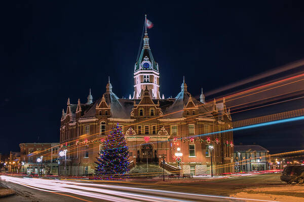 Stratford Poster featuring the photograph Stratford City Hall during the holidays by Jay Smith