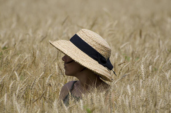 Woman Poster featuring the photograph Straw hat by Mats Silvan