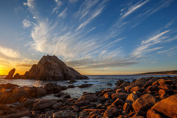 Sunset Poster featuring the photograph Sugarloaf Rock by Robert Caddy