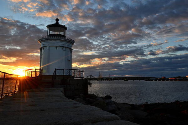 Sunrise Poster featuring the photograph Portland Breakwater Light by Colleen Phaedra